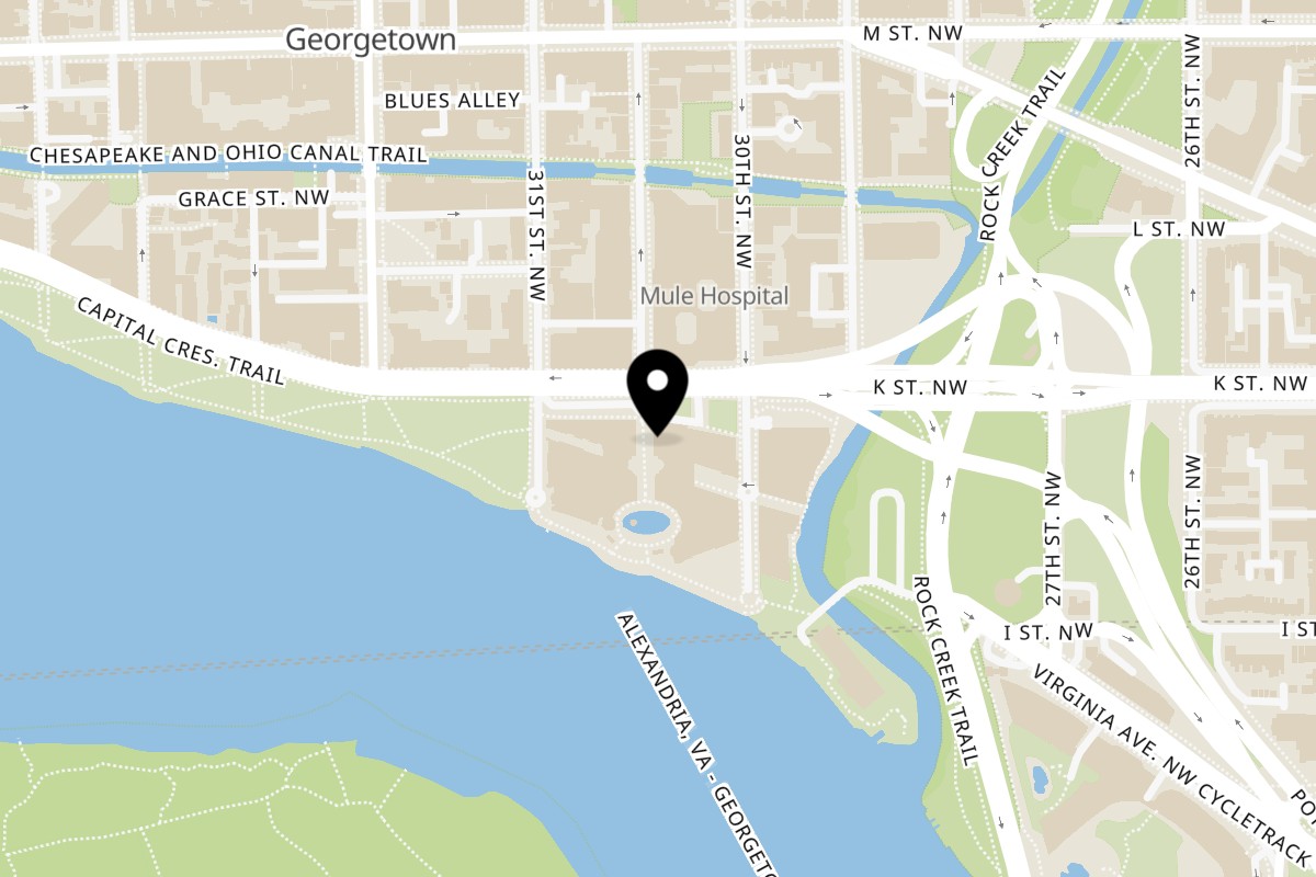 Map showing the location of Bozzelli's Georgetown on 3000 K St NW in Washington